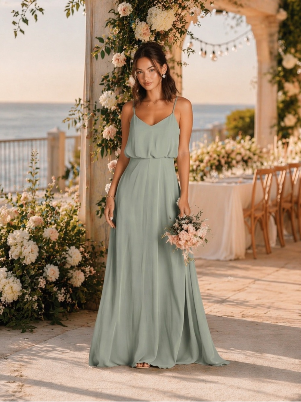 BIRDY GREY Women's Sage Green GWENNIE Blouson Maxi Dress L